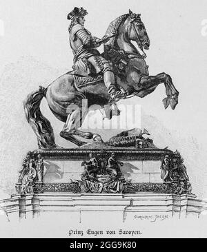 Statue du Prince Eugène de Savoie (1663-1736), Vienne, Autriche, Europe, Hauptstädte der Welt, Illustration historique 1897 Banque D'Images