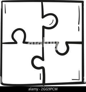 icône de puzzle dessinée à la main dans le style doodle isolé. Illustration de Vecteur