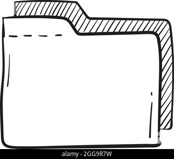 dossier dessiné à la main avec icône de documents dans le style doodle isolé. Illustration de Vecteur