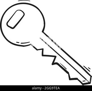 icône de clé dessinée à la main dans le style doodle isolé. Illustration de Vecteur