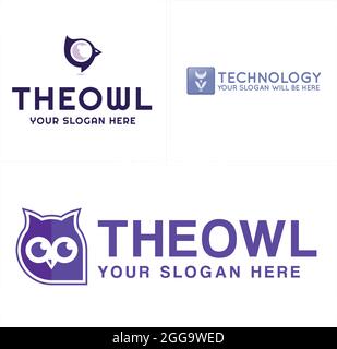 Le vecteur du logo de l'icône de chat à bulle hibou Illustration de Vecteur