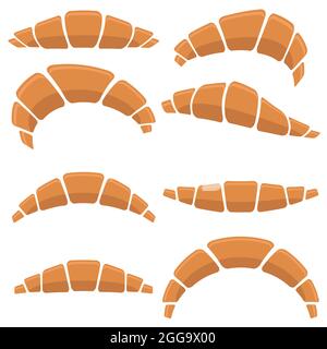 Ensemble d'icônes de croissant isolées sur fond blanc. Illustration de Vecteur