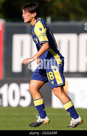 Stade de Vismara, Milan, Italie, 29 août 2021, Federica Anghileri (Hellas Verona Women) pendant l'AC Milan contre Hellas Verona Women - Italian football S Banque D'Images