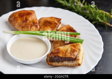 cuisine arabe traditionnelle arais. kebab grillé dans une pita Banque D'Images