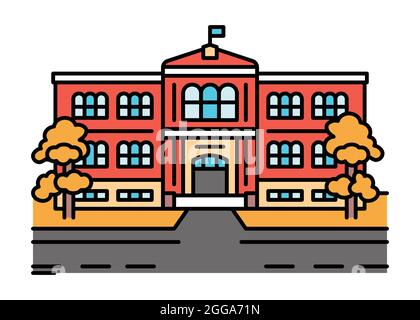 Icône de la ligne de couleurs de l'école. Bâtiment de l'éducation. Pictogramme pour page Web, application mobile, Promo. Élément de conception UI UX GUI. Contour modifiable. Illustration de Vecteur