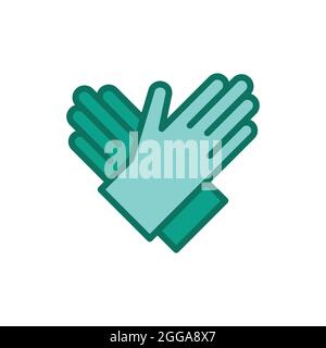 Icône de couleur des gants de nettoyage en caoutchouc. Elément vectoriel isolé. Pictogramme de contour pour la page Web, l'application mobile, la promotion Illustration de Vecteur