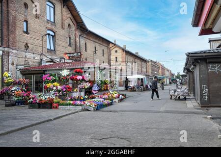 Riga, Lettonie. Août 2021. Vue extérieure sur le marché central du centre-ville Banque D'Images