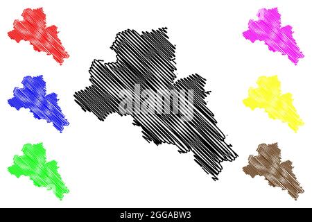 Mittelsachsen district (République fédérale d'Allemagne, district rural de Swabia, État libre de Saxe) carte illustration vectorielle, scribble sketch Mittelsachs Illustration de Vecteur