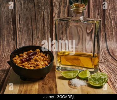 Comment prendre une photo de tequila au Mexique avec votre citron et votre sel Banque D'Images