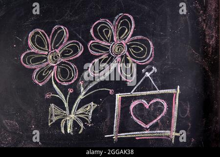 Représentation graphique de deux fleurs, symbole de l'amour et de la gratitude Banque D'Images
