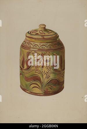 Pennsylvania German Covered jar, c. 1939. Banque D'Images