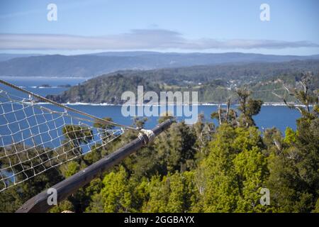 Océan Pacifique depuis la plage TRIL TRIL dans la région de Los Lagos, au sud du Chili Banque D'Images