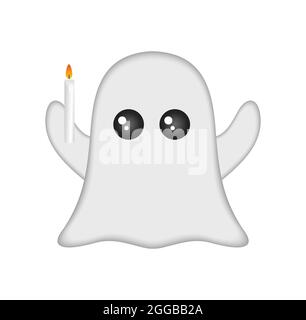 Illustration vectorielle emoji fantôme isolée. Émoticône fantôme Halloween sur fond blanc. Illustration de Vecteur