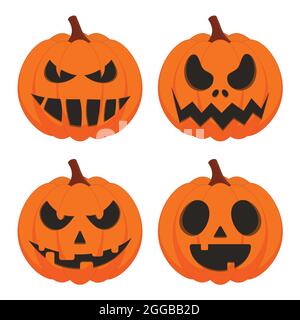 Ensemble de vecteurs de citrouille d'Halloween isolé sur fond blanc. Ensemble de citrouilles d'Halloween avec lanterne Jack O effrayante. Illustration de Vecteur