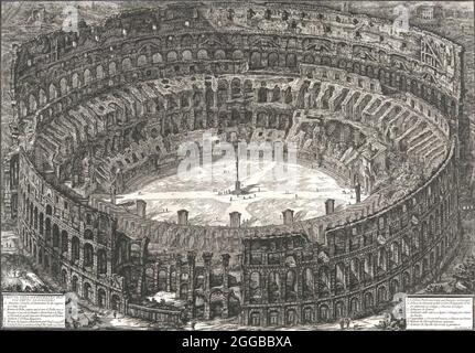 Veduta dell'Anfiteatro Flavio detto il Colosseo, 1776. Vue sur l'amphithéâtre Flavian, connu sous le nom de Colisée. Depuis : Vedute di Roma (vue sur Rome). Banque D'Images