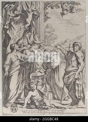 La Vierge Enthronée avec trois saints, 1668. Banque D'Images