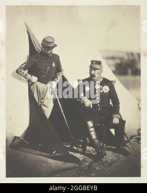 Le général Bosquet et le capitaine Dampi&#xe8;RE, 1855. Une œuvre en papier salé, tirée de l'album "photographies prises en crimée" (1856). Banque D'Images