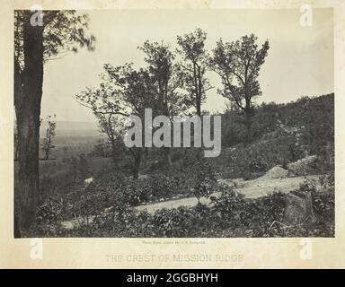 Le Crest de Mission Ridge, 1864/66. Imprimé albumine, planche 11 de l'album "vues photographiques de la campagne sherman" (1866). Banque D'Images