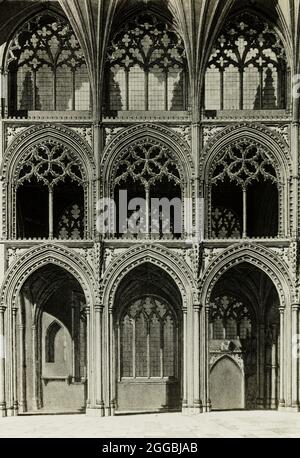 Cathédrale d'Ely : chœur d'an gravure, c. 1891. Diapositive lanterne. Banque D'Images