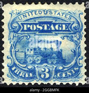 3c essai de locomotive à vapeur, 1869. Banque D'Images