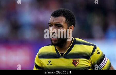 Photo du dossier datée du 27-07-2021 de Watford's Troy Deeney. Date de publication : lundi 30 août 2021. Banque D'Images