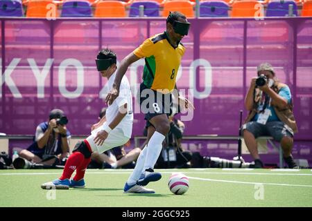 Japon. 31 août 2021. Tokyo, Japon. 30 août 2021. Raimundo Mendes (BRA) Soccer 5-a-Side (Blind Soccer) : match préliminaire entre le Brésil 4-0 Japon au Parc sportif urbain Aomi lors des Jeux paralympiques de Tokyo 2020 à Tokyo, Japon . Credit: SportsPressJP/AFLO/Alay Live News Banque D'Images