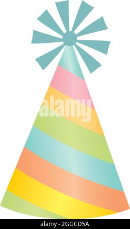 Chapeau d'anniversaire à rayures, tons pastel. Chapeau de fête Vector Illustration de Vecteur