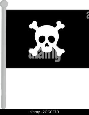 Illustration vectorielle du drapeau pirate avec un crâne et des crossos Illustration de Vecteur