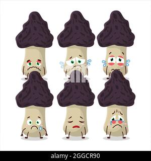 Gyromitra caricature de caractère avec une triste expression. Illustration vectorielle Illustration de Vecteur