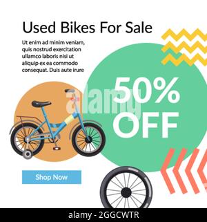 Vélos d'occasion en vente, 50 % de réduction sur le prix en magasin Illustration de Vecteur