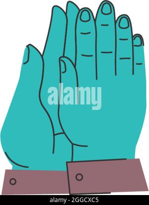 Expression de plaisir et de sentiments positifs avec des gestes et des signes et symboles non verbaux. Mains isolées applaudissant, félicitant ou appréciation Illustration de Vecteur