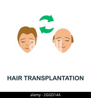 Icône plate de transplantation de cheveux. Panneau coloré de la collection de chirurgie plastique. Illustration d'icône de transplantation de cheveux créative pour la conception de sites Web Illustration de Vecteur