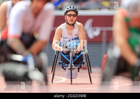 Japon. 31 août 2021. Tokyo, Japon. 31 août 2021. PIISPANEN Toni (fin) Athlétisme : finale hommes du 200m T51 lors des Jeux paralympiques de Tokyo 2020 au Stade National de Tokyo, Japon . Credit: AFLO SPORT/Alay Live News Banque D'Images