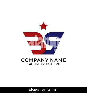 Nom de la lettre logo BS Design avec les couleurs rouge et bleu, B et S forte idée de design de logo Illustration de Vecteur