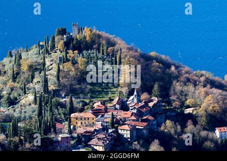 Le château de Vezio, Lac de Côme, Lombardie, Italie, Europe Banque D'Images