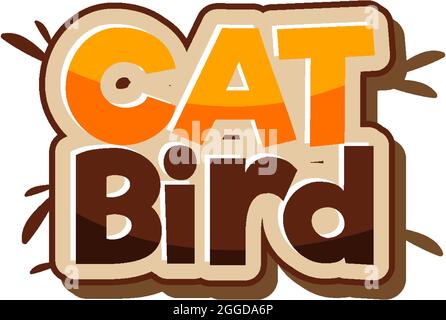 Bannière police Cat Bird dans une illustration isolée de style dessin animé Illustration de Vecteur