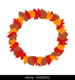 Cadre feuilles d'automne, illustration vectorielle plate Illustration de Vecteur
