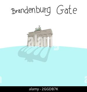 Porte de Brandebourg à Berlin illustration vectorielle dessinée à la main isolée sur fond blanc Illustration de Vecteur
