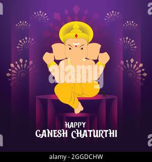 Illustration de Happy Ganesh Chaturthi. Fond violet pour le festival Ganesh Chaturthi Illustration de Vecteur