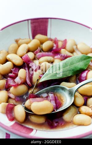 Haricots doux, avec vinaigre d'oignon et Laurier Banque D'Images