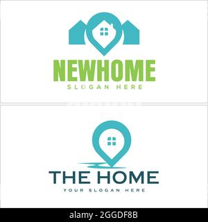 Immobilier avec design de la maison et du logo de navigation de broche Illustration de Vecteur