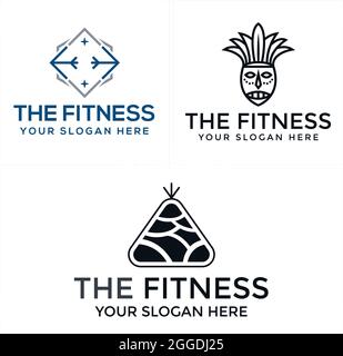 Conseils d'affaires coaching fitness avec masque Indiens et triangle pierre logo design Illustration de Vecteur