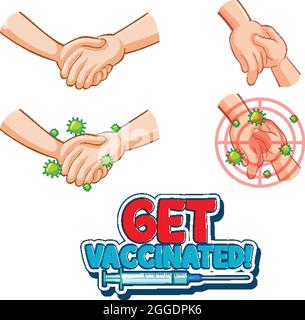 Faites-vous vacciner dans un style de dessin animé avec les mains tenant ensemble l'illustration Illustration de Vecteur