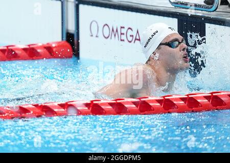 (210831) -- TOKYO, le 31 août 2021 (Xinhua) -- Andrei Nikolaev du RPC participe à la S8 nage libre de 400 m masculin aux Jeux paralympiques de Tokyo de 2020 à Tokyo, au Japon, le 31 août 2021. (Xinhua/Xiong Qi) Banque D'Images