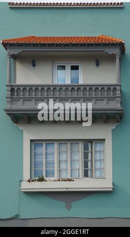 Balcon traditionnel de style arabe, dans les îles Canaries, la Palma Banque D'Images