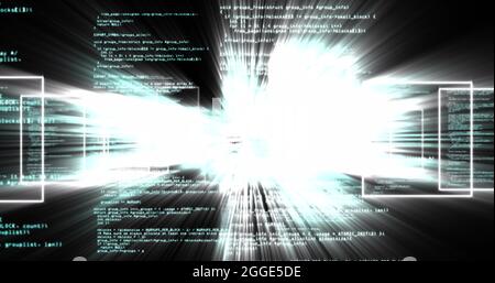 Illustration du défilement des informations avec des voyants clignotants sur fond noir Banque D'Images