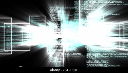 Illustration du défilement des informations avec des voyants clignotants sur fond noir Banque D'Images