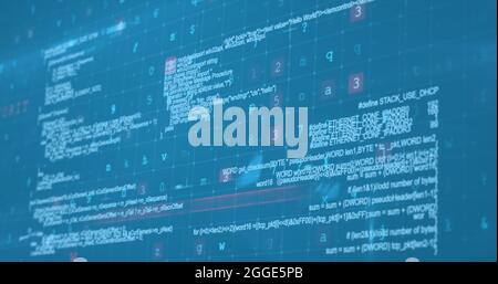 Image d'avertissement de sécurité avec traitement des données et réseau d'écrans sur fond bleu Banque D'Images