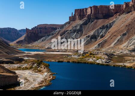 Vue sur les lacs bleu profond du parc national de l'UNESCO, parc national de Band-E-Amir, Afghanistan Banque D'Images