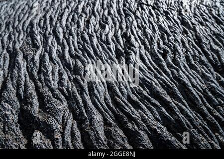 Lave solidifiée, coulées de lave, Odaoahraun, montagnes islandaises, Islande Banque D'Images